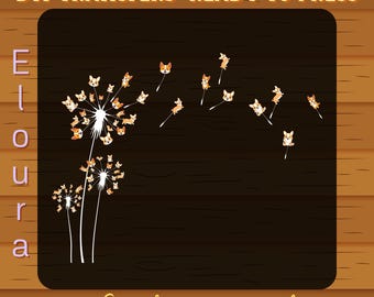 Dandelion Corgi Flower DTF Transfer: Ready To Press Cute Dog Lovers, Gift For Dog Mom, Funny Dog,  Pet Owners Gifts