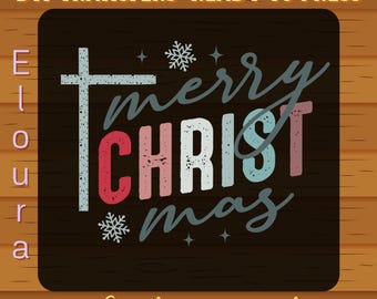 Retro Merry Christmas DTF Transfer, Jesus Christ Ready To Press, Vibrant Holiday Design, Jesus Christ, Religious, Christian