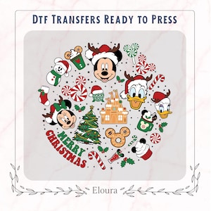 Merry Christmas Disney Dtf Transfer, Disney Family Christmas Ready To Press, Mickey & Friends Christmas Shirt Design, Xmas Party Dtf Design