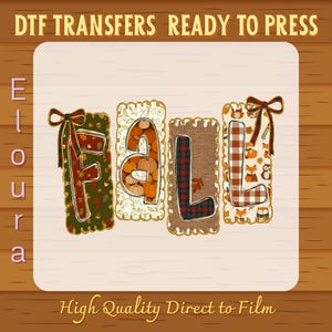 Fall DTF Transfer, Ready To Press Fall Patchwork Letters, Floral Autumn Shirt Design, Cozy Autumn Fall, Thanksgiving Coquette, Varsity
