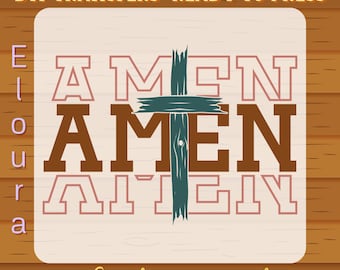 Amen DTF Transfer, Ready To Press Retro Brushstroke Faith, Jesus, Preppy Easter, Trendy Christian Cross, Bible Verse, Religious