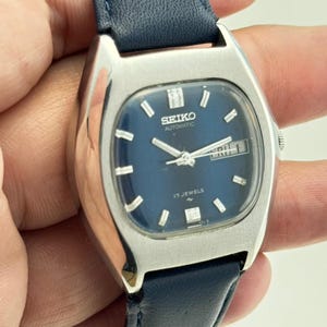 Montre Automatique Seiko 5 Big Bleue 7009-3180 - Occasion, Cadran Bleu, Verre à Changer