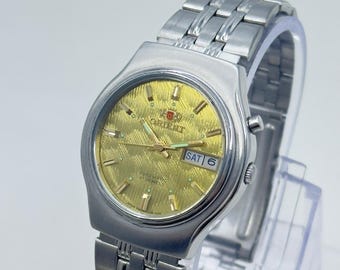 Vintage Orient Automatic Watch - 36mm Stainless Steel Case - Day Date - Japan Made