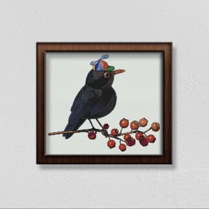 Fly Blackbird Cross Stitch Pattern