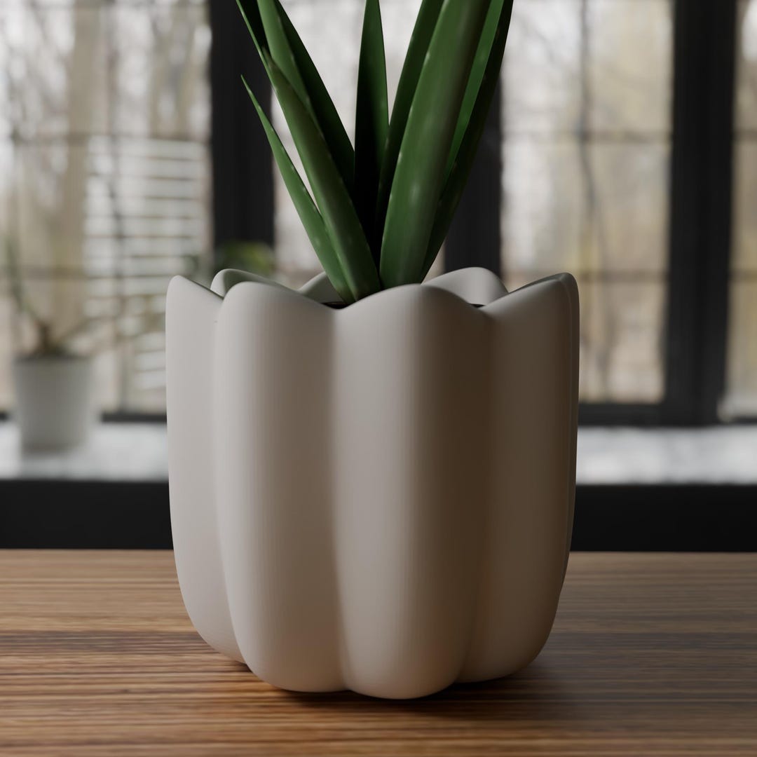 3D Printable Planter STL Modern Plant Pot Without Drainage Hole