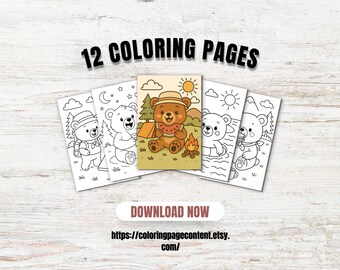 Creative Fun for Little Ones: Printable Teddy Bear Camping Coloring Bundle (Digital Art)