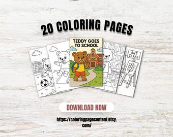 Teddy Goes To School Coloring Pages: 20 Fun Preschool Activities (Digital Download)