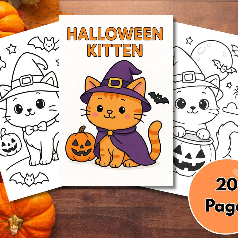 Halloween cat coloring sheets - Etsy.de
