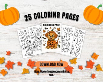 Halloween Puppy Coloring Pages: 25 Festive Designs (Instant PDF Download)