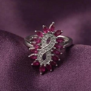 Marquise Pink Ruby Infinity Ring In 14K Gold Plated Silver, Dainty Statement Jewelry Gift