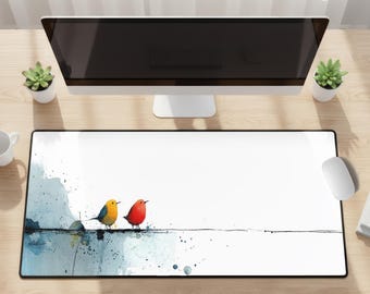Prices Vary - Desk Mats & Mouse Pad - Cute Colorful Birds, Watercolor - Desk Pad, Playmat, Extra Large Mousepad, Small Mouse Pad