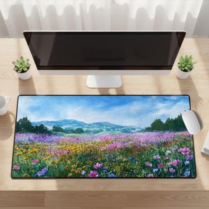 Prices Vary - Desk Mats & Mouse Pad - Field of Wildflowers, Floral Landscape - Desk Pad, Playmat, Extra Large Mousepad, Small Mouse Pad