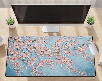 Prices Vary - Desk Mats & Mouse Pad - Cherry Blossoms, Floral 3D Illusion Art - Desk Pad, Playmat, Extra Large Mousepad, Small Mouse Pad