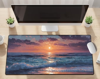 Prices Vary - Desk Mats & Mouse Pad - Ocean Sunset, Beach, Waves, Landscape - Desk Pad, Playmat, Extra Large Mousepad, Small Mouse Pad