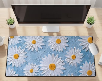Prices Vary - Desk Mats & Mouse Pad - Daisies, Flowers, Floral, Oil Paint, 3D Art - Desk Pad, Playmat, Extra Large Mousepad, Small Mouse Pad
