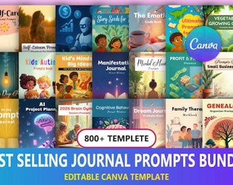 Best Selling Journal Prompts Bundle, Boost Creativity, Prompts Journal, PNG Bundle, Commercial Use, Printable