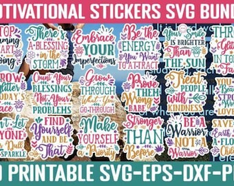 Boho Mental Health Sticker Bundle: Positive Affirmations, SVG PNG, Cricut