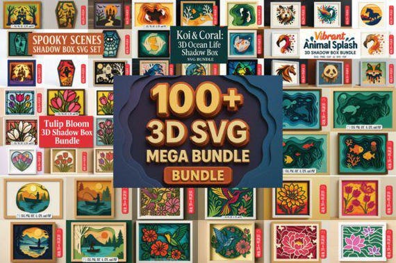 Multilayer 3D Shadow Box SVG Mega Bundle, Commercial Use, Printable