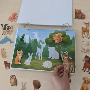 Printable Busy Book Animals PDF | Farm, Forest & Ocean Animals, Bilingual English Spanish Flashcards, Preschool Learning Activity