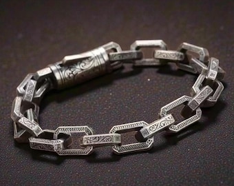 Viking Ouroboros Bracelet – Stainless Steel Punk Chain, Norse Serpent Jewelry for Men