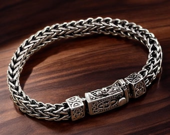 Copper Dragon Bone Chain Bracelet, Vintage Double Chain Bangle, Unisex Buckle Jewelry