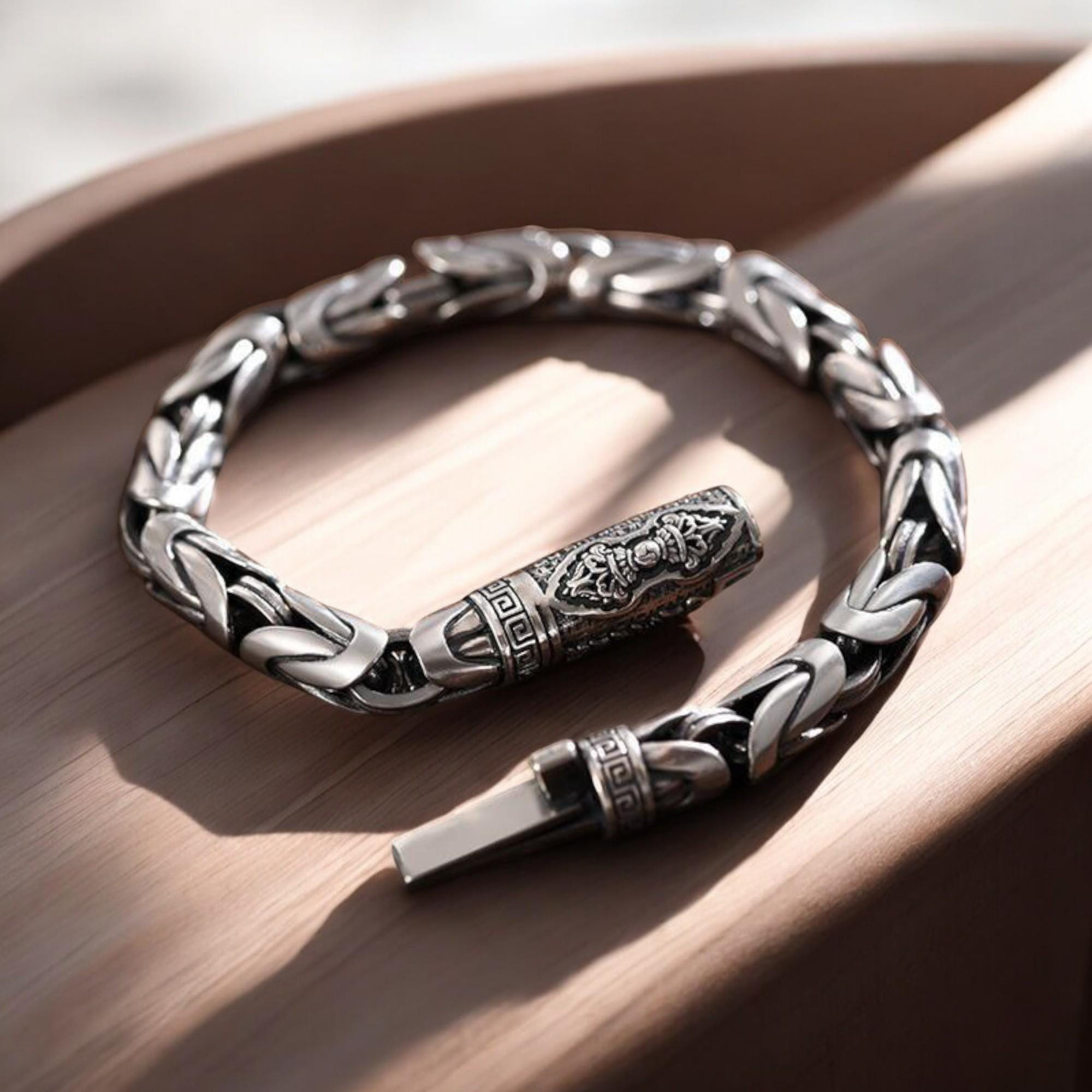 Mens Silver Thai Link Bracelet - Etsy