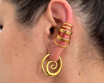 Edelstahl Spirale Creolen: Gothic Punk Stil