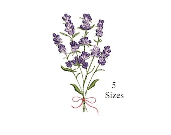Lavender embroidery design, Machine embroidery, Lavender Bouquet, 5 sizes