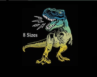 T-Rex Machine Embroidery Design, Tyrannosaurus Silhouette, Dinosaur, Filled Stitch, Instant Download, 8 Sizes