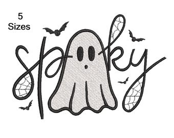 Borduurontwerpen spookachtig seizoen, borduurontwerpen Halloween-spook - digitale bestanden, 5 maten