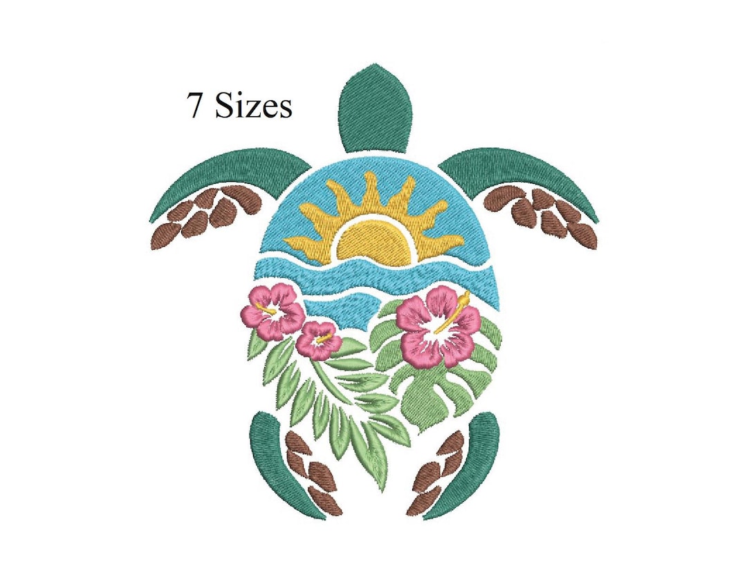 Sea Turtle Machine Embroidery Design, Landscape Embroidery, Tortoise ...