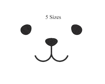 Teddy Bear with Bow Embroidery, Teddy Bear Face, Machine Embroidery, 5 Sizes, Instant Download