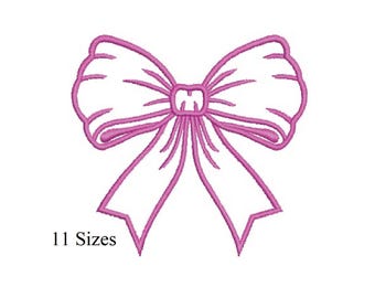 Bow Embroidery Design, Satin Ribbon Bow Digital Embroidery, Girly Coquette Embroidery, 11 Sizes, Instant Download
