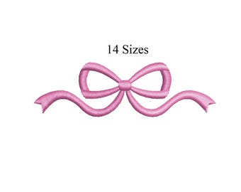 Mini Bow Embroidery Design, Satin Ribbon Bow Digital Embroidery, Girly Coquette Embroidery, 14 Sizes, Instant Download