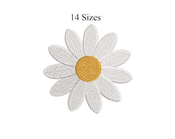 Mini Daisy Flower Stickmuster, Blumenstickerei, Niedliches Gänseblümchen, Mini Stickmuster, 14 Größen