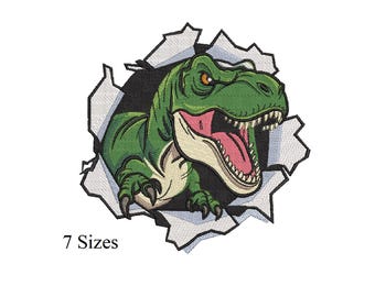 T-Rex Machine Embroidery Design, Tyrannosaurus Silhouette, Dinosaur, Filled Stitch, Instant Download,  Sizes