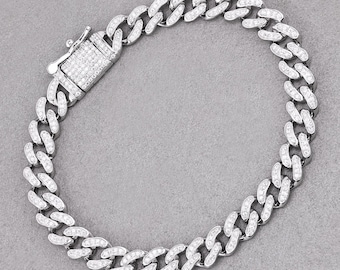 Bracelet à maillons cubains | Zirconium cubique premium serti de pierres | Chaîne homme affirmée | Cadeau audacieux pour lui