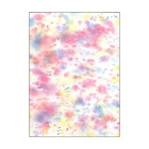 Amarillo, azul y rosa: acuarela original firmada de 9x12 pulgadas con colores brillantes.