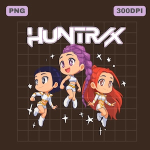 Huntrix cute chibi pngs, kpop demons digital files