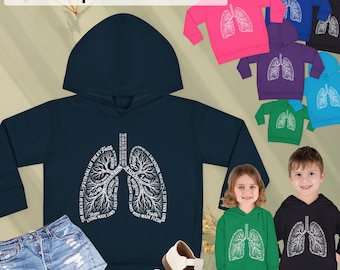 Sudadera con capucha para niños pequeños con diseño de anatomía pulmonar, jersey infantil de ciencias respiratorias, sudadera con capucha de forro polar con estampado médico, regalo unisex para bebés, conjunto de juego cómodo y adorable.