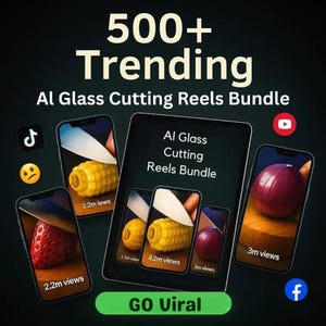 500+ Glass Cutting ASMR Video Reels: PLR Viral Content Bundle