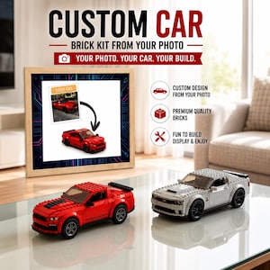 Custom Car Brick Kit from Photo, Personalized Buildable Vehicle Model, DIY Car Display