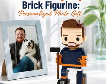 Custom Hockey Player Brick Figurine: Personalized Photo Gift