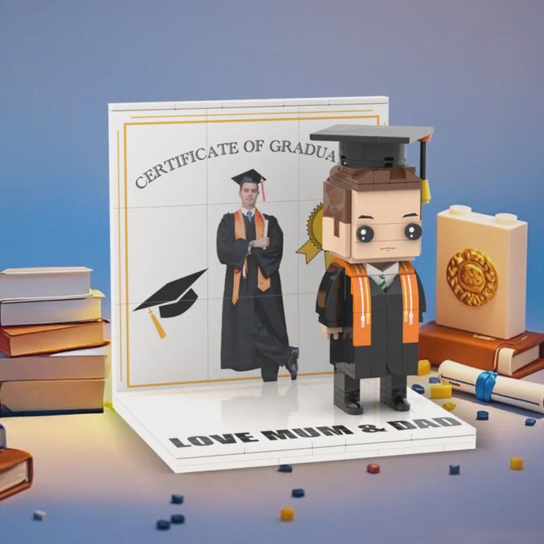 Custom Graduation Brick Figure – Personalized Full Body Mini Character ...