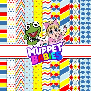 Patrón sin costuras de los Muppets, kit de imágenes prediseñadas digitales