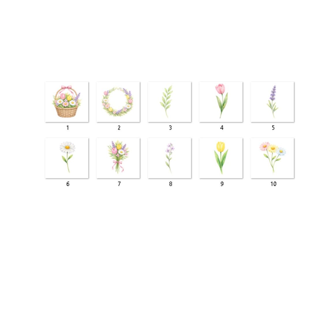 Spring Flowers Clipart Bundle Png, Watercolor Digital Art - Etsy