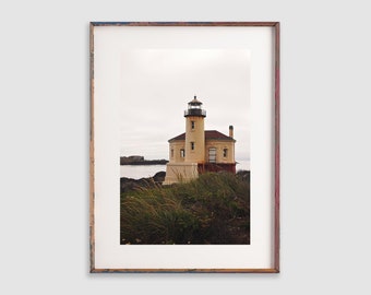 Bandon Oregon Fotografía, Coquille Lighthouse Print, Decoración de la pared de la costa de Oregón, Arte del faro, Decoración de la playa PNW, elija su tamaño