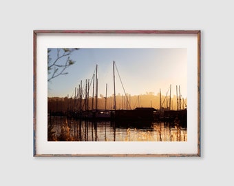 Sunrise in Sausalito, San Francisco Print, Marina, Sailboat Photography, Boat Photo, Nautical Decor, California Wall Art,