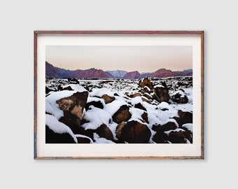 Snow Canyon / Snowy Desert Photography / Desert Photograph / Landscape Print / Wall Decor / Nature / Desert Wall Art