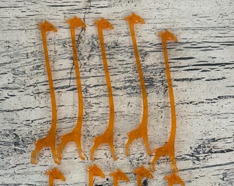 10 Vintage Giraffe Swizzle Sticks - Fun, Retro Barware from the 1960&#39;s